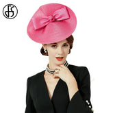 Vintage Summer Bow Femme Wholesale Bridal Fascinators Fedora Weddings Hats Church Pillbox Hat For Women Ladies Sinamay Base - FashionByTeresa